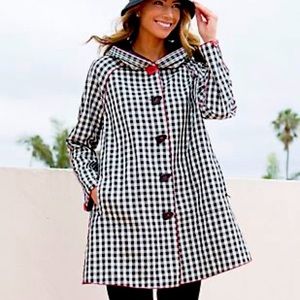 Appleseed’s plus-size reversible raincoat.